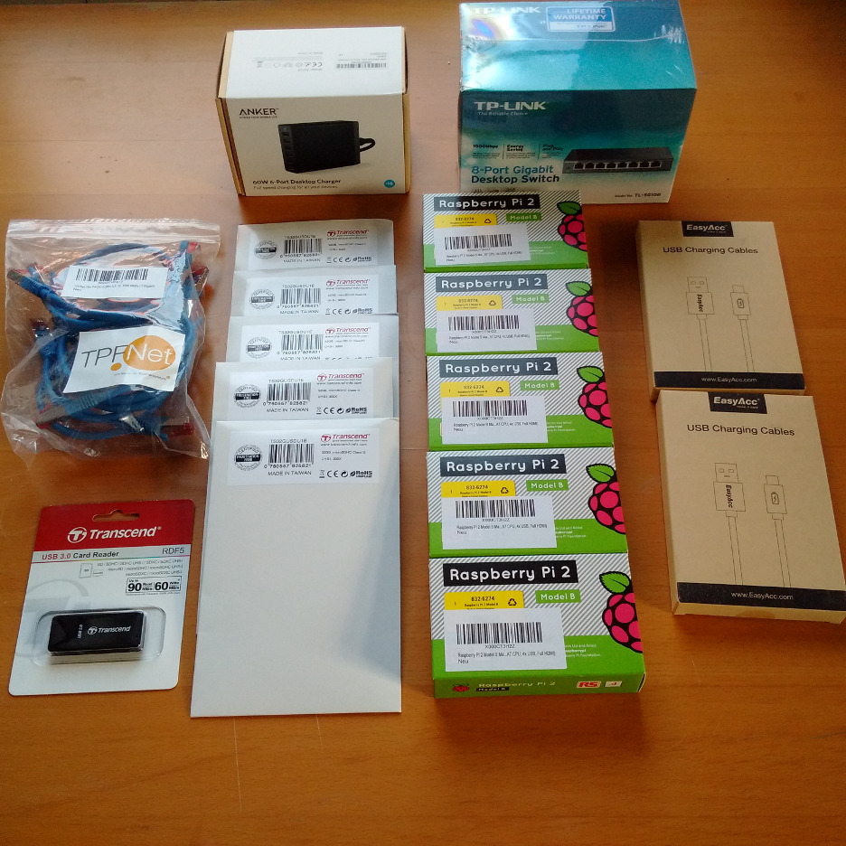 Everything you need for a 5 Pi cluster
